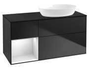 Тумба под раковину Villeroy & Boch Finion 120х50,1 см с подсветкой МДФ черный матовый лак/стекло черное матовое FA42MTPD