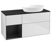 Тумба под раковину Villeroy & Boch Finion 120х50,1 см с подсветкой МДФ белый матовый лак/стекло черное матовое FA42PDMT