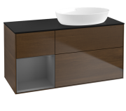 Тумба под раковину Villeroy & Boch Finion 120х50,1 см с подсветкой МДФ шпон грецкого ореха/стекло черное матовое FA42GKGN