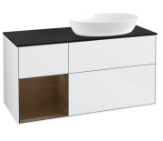 Тумба під раковину Villeroy & Boch Finion 120х50,1 см з підсвіткою МДФ білий глянцевий лак/скло чорне матове FA42GNGF