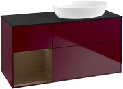 Тумба під раковину Villeroy & Boch Finion 120х50,1 см з підсвічуванням МДФ півонія матовий лак/скло чорне матове FA42GNHB