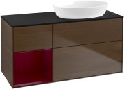 Тумба под раковину Villeroy & Boch Finion 120х50,1 см с подсветкой МДФ шпон грецкого ореха/стекло черное матовое FA42HBGN