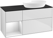 Тумба під раковину Villeroy & Boch Finion 120х50,1 см із підсвічуванням МДФ білий матовий лак/скло чорне матове FA42MTMT