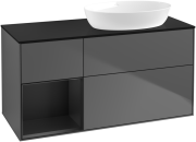 Тумба під раковину Villeroy & Boch Finion 120х50,1 см з підсвіткою МДФ білий глянцевий лак/скло чорне матове FA42PDGK