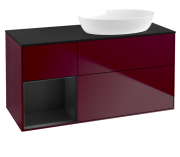 Тумба под раковину Villeroy & Boch Finion 120х50,1 см с подсветкой МДФ пион матовый лак/стекло черное матовое FA42PDHB