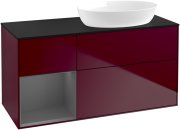 Тумба під раковину Villeroy & Boch Finion 120х50,1 см з підсвічуванням МДФ півонія матовий лак/скло чорне матове FA42GKHB