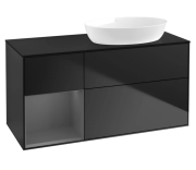 Тумба під раковину Villeroy & Boch Finion 120х50,1 см з підсвічуванням МДФ чорний матовий лак/скло чорне матове FA42GKPD