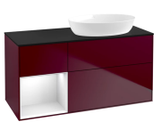 Тумба под раковину Villeroy & Boch Finion 120х50,1 см с подсветкой МДФ пион матовый лак/стекло черное матовое FA42GFHB