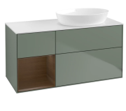 Тумба под раковину Villeroy & Boch Finion 120х50,1 см с подсветкой МДФ оливковый матовый лак/стекло белое матовое FA41GNGM