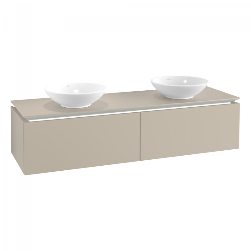 Тумба під раковину Villeroy & Boch Legato 160х38 см з підсвічуванням ДСП ніжно-сірий B599L0VK