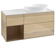 Тумба под раковину Villeroy & Boch Finion 120х50,1 см с подсветкой МДФ шпон дуба/стекло белое матовое FA41GNPC