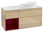 Тумба под раковину Villeroy & Boch Finion 120х50,1 см с подсветкой МДФ шпон дуба/стекло белое матовое FA41HBPC