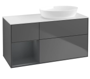 Тумба под раковину Villeroy & Boch Finion 120х50,1 см с подсветкой МДФ антрацит матовый лак/стекло белое матовое FA41HGGK