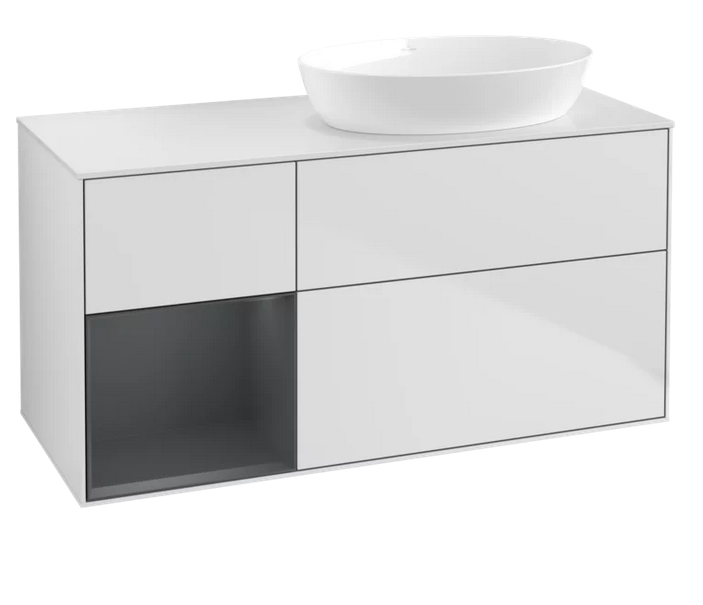 Тумба под раковину Villeroy & Boch Finion 120х50,1 см с подсветкой МДФ белый матовый лак/стекло белое матовое FA41HGMT