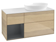 Тумба под раковину Villeroy & Boch Finion 120х50,1 см с подсветкой МДФ шпон дуба/стекло белое матовое FA41HGPC