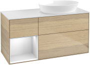 Тумба под раковину Villeroy & Boch Finion 120х50,1 см с подсветкой МДФ шпон дуба/стекло белое матовое FA41MTPC