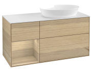 Тумба під раковину Villeroy & Boch Finion 120х50,1 см із підсвічуванням МДФ шпон дуба/скло біле матове FA41PCPC