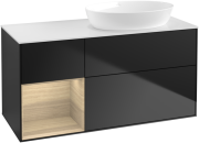Тумба под раковину Villeroy & Boch Finion 120х50,1 см с подсветкой МДФ черный матовый лак/стекло белое матовое FA41PCPD