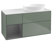 Тумба под раковину Villeroy & Boch Finion 120х50,1 см с подсветкой МДФ оливковый матовый лак/стекло белое матовое FA41GKGM