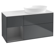 Тумба под раковину Villeroy & Boch Finion 120х50,1 см с подсветкой МДФ темно-синий матовый лак/стекло белое матовое FA41GKHG