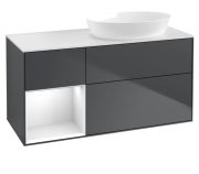 Тумба под раковину Villeroy & Boch Finion 120х50,1 см с подсветкой МДФ темно-синий матовый лак/стекло белое матовое FA41GFHG