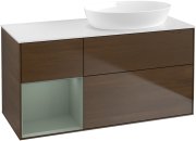 Тумба под раковину Villeroy & Boch Finion 120х50,1 см с подсветкой МДФ шпон грецкого ореха/стекло белое матовое FA41GMGN