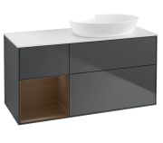 Тумба під раковину Villeroy & Boch Finion 120х50,1 см із підсвічуванням МДФ темно-синій матовий лак/скло біле матове FA41GNHG