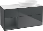 Тумба под раковину Villeroy & Boch Finion 120х50,1 см с подсветкой МДФ темно-синий матовый лак/стекло белое матовое FA41HGHG