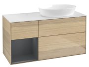 Тумба під раковину Villeroy & Boch Finion 120х50,1 см із підсвічуванням МДФ шпон дуба/скло біле матове FA41HGPC