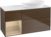 Тумба под раковину Villeroy & Boch Finion 120х50,1 см с подсветкой МДФ шпон грецкого ореха/стекло белое матовое FA41PCGN