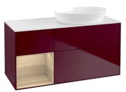 Тумба під раковину Villeroy & Boch Finion 120х50,1 см з підсвічуванням МДФ півонія матовий лак/скло біле матове FA41PCHB