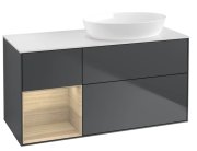 Тумба під раковину Villeroy & Boch Finion 120х50,1 см із підсвічуванням МДФ темно-синій матовий лак/скло біле матове FA41PCHG