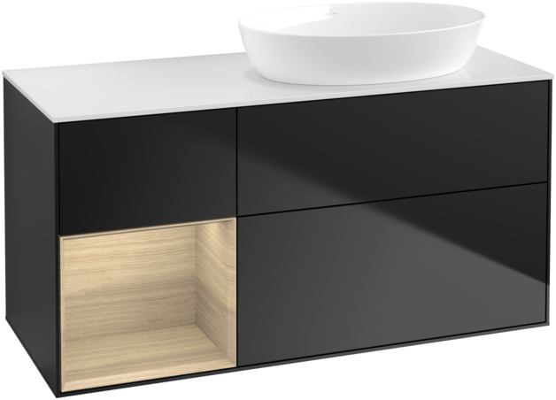Тумба під раковину Villeroy & Boch Finion 120х50,1 см із підсвічуванням МДФ чорний матовий лак/скло біле матове FA41PCPD
