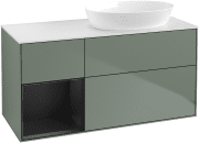 Тумба під раковину Villeroy & Boch Finion 120х50,1 см із підсвічуванням МДФ оливковий матовий лак/скло біле матове FA41PDGM