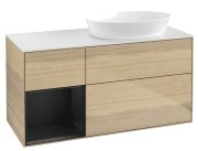 Тумба під раковину Villeroy & Boch Finion 120х50,1 см із підсвічуванням МДФ шпон дуба/скло біле матове FA41PDPC
