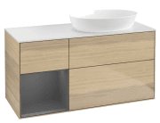 Тумба під раковину Villeroy & Boch Finion 120х50,1 см із підсвічуванням МДФ шпон дуба/скло біле матове FA41GKPC