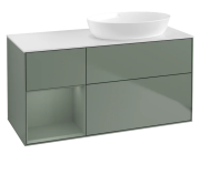 Тумба під раковину Villeroy & Boch Finion 120х50,1 см із підсвічуванням МДФ оливковий матовий лак/скло біле матове FA41GMGM