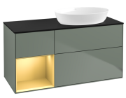 Тумба под раковину Villeroy & Boch Finion 120х50,1 см с подсветкой МДФ оливковый матовый лак/стекло черное матовое FA42HFGM