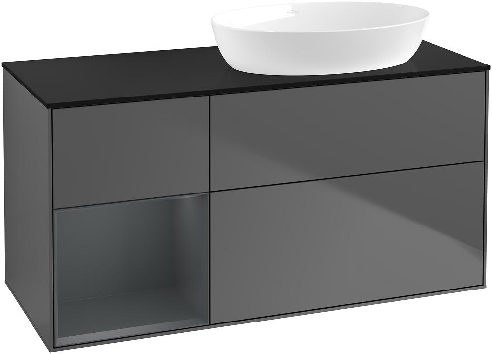 Тумба под раковину Villeroy & Boch Finion 120х50,1 см с подсветкой МДФ антрацит матовый лак/стекло черное матовое FA42HGGK