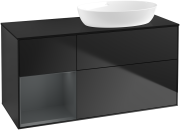 Тумба под раковину Villeroy & Boch Finion 120х50,1 см с подсветкой МДФ черный матовый лак/стекло черное матовое FA42HGPD