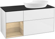 Тумба под раковину Villeroy & Boch Finion 120х50,1 см с подсветкой МДФ глянцевый белый лак/стекло черное матовое FA42PCGF