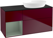 Тумба під раковину Villeroy & Boch Finion 120х50,1 см з підсвічуванням МДФ півонія матовий лак/скло чорне матове FA42GMHB