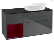 Тумба під раковину Villeroy & Boch Finion 120х50,1 см із підсвічуванням МДФ темно-синій матовий лак/скло чорне матове FA42HBHG