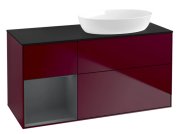 Тумба під раковину Villeroy & Boch Finion 120х50,1 см з підсвічуванням МДФ півонія матовий лак/скло чорне матове FA42HGHB