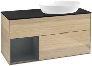 Тумба під раковину Villeroy & Boch Finion 120х50,1 см із підсвічуванням МДФ шпон дуба/скло чорне матове FA42HGPC