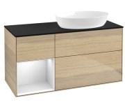 Тумба під раковину Villeroy & Boch Finion 120х50,1 см із підсвічуванням МДФ шпон дуба/скло чорне матове FA42MTPC