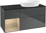 Тумба под раковину Villeroy & Boch Finion 120х50,1 см с подсветкой МДФ темно-синий матовый лак/стекло черное матовое FA42PCHG