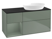 Тумба під раковину Villeroy & Boch Finion 120х50,1 см із підсвічуванням МДФ оливковий матовий лак/скло чорне матове FA42GMGM