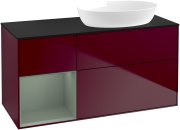 Тумба під раковину Villeroy & Boch Finion 120х50,1 см з підсвічуванням МДФ півонія матовий лак/скло чорне матове FA42GMHB