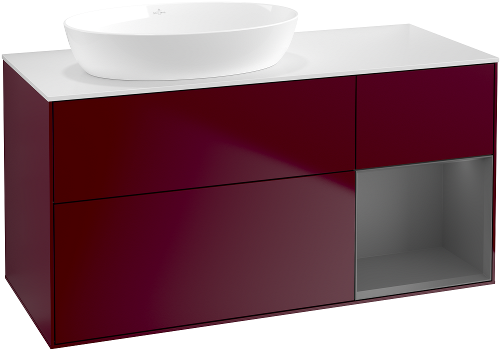 Тумба под раковину Villeroy & Boch Finion 120х50,1 см с подсветкой МДФ пион матовый лак/стекло белое матовое FA51GKHB